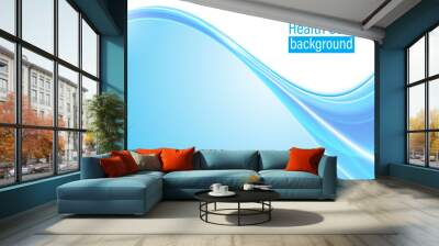 abstract health care background blue smooth wave design pattern Wall mural