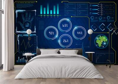 abstract hud ui interface virtual screen futuristic hi tech concept background Wall mural