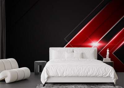 abstract modern metallic red black frame sports gamer tech concept background layout Wall mural