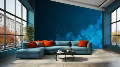 abstract molecular hexagon pattern tech sci fi design concept background Wall mural