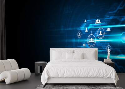 abstract network digital data connection sci fi tech innovation concept background Wall mural