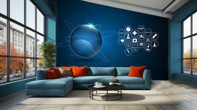 abstract networking global technology health care innovation concept background Wall mural