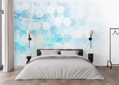 hi tech futuristic sci fi concept hexagon pattern background Wall mural