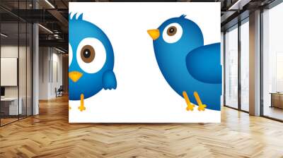 Cartoon of blue bird Wall mural