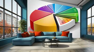 3D colorful pie chart icon isolated on white background Ai generated image Wall mural