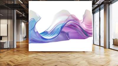 abstract blue wave 3d crystal glass holographic effect isolated whit transparent background Wall mural