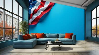 Flag of the United States,  Independence day, American flag for Memorial Day, 4th of July, Labour Day, Happy 4th of July United States Independence Day, waving american national flag copy space, Ai Wall mural