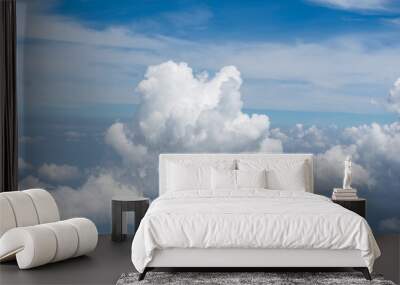 Beautiful blue sky with clouds background.Sky clouds.Sky with clouds weather nature cloud blue Wall mural