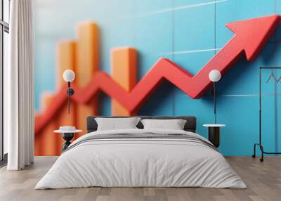 Rising arrow and percentage symbol with mortgage rate graph Wall mural