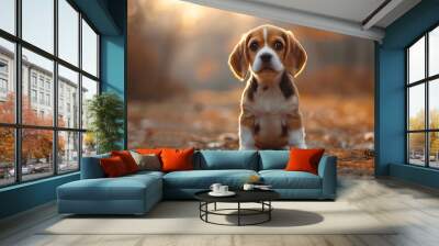 beagle and puppies Wall mural