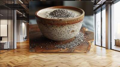 Bowl of chia seeds soaking in almond milk
 Wall mural