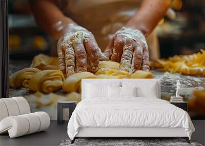 Kneading dough to make pastries Wall mural