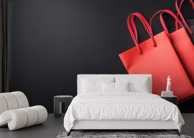 Red Shopping Bags. Wall mural