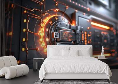 A highly secure digital vault for cryptographic assets, visualized as an impenetrable Crypto Vault Wall mural