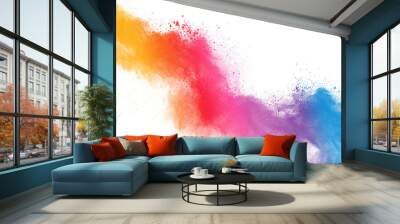 abstract powder splatted background. Colorful powder explosion on white background. Colored cloud. Colorful dust explode. Paint Holi. Wall mural