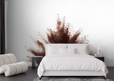 Brown powder explosion isolated on white background. Wall mural