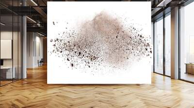 Brown powder explosion isolated on white background. Wall mural