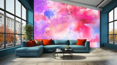 Celebrate festival Holi. Indian Holi festival of colours. Colorful powder explosion on black background. Wall mural