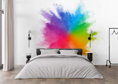 Colorful powder explosion on white background. Wall mural