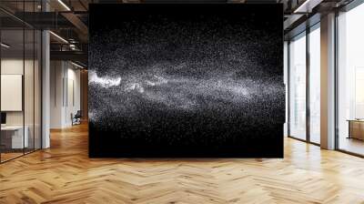 Freeze motion of white color powder exploding on dark background.  Wall mural