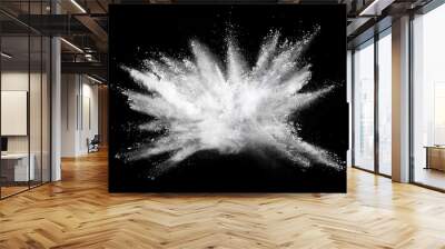 White powder explosion on black background.  Wall mural