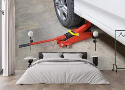 Car floor jack for car for repair check Maintenance of cars  Wall mural