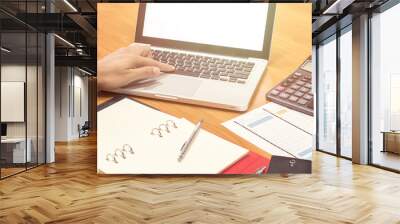 Young businessman preparing business documents on the office table. Wall mural