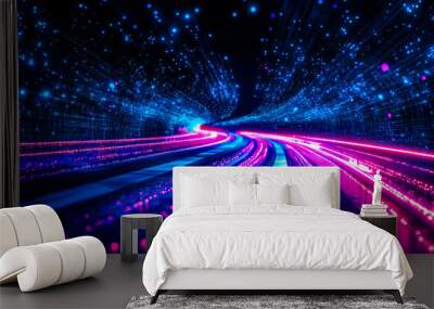 Futuristic light trail abstract background .Data transfer . Wall mural