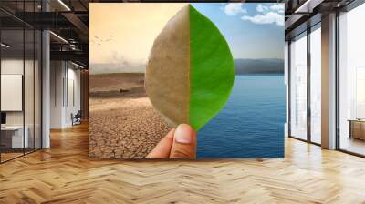 Global warming and Climate Change. Water crisis scene and Abundance of nature Wall mural