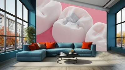 Teeth white composite filling, Decay and broken teeth treatment concept. 3D rendering. Wall mural