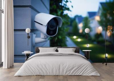 Enhancing home security with high-tech surveillance cameras for peace of mind in residential areas Wall mural