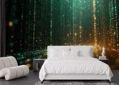 Digital matrix designs with cascading code effects Wall mural