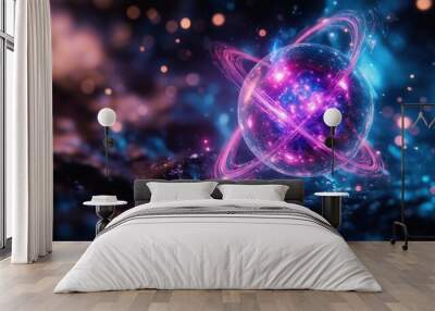 Fusion and fission processes within the atomic nucleus, visualizing energy interaction Wall mural