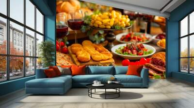 Scrumptious food and beverage choices. Wall mural