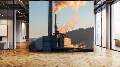 Biomass power plant for power generation and energy Biomass power generation uses biological materials such as waste or residue from logging. Wall mural