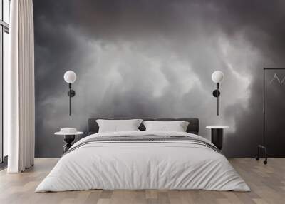 Gray dramatic sky before storm. Wall mural