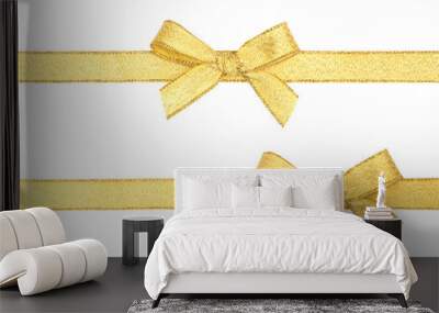 Golden ribbon and bow isolated Wall mural