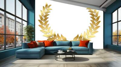 Gold laurel wreath, Golden circular laurel foliate or olive branches greek wreath, A winner award of olive leaves or stars of victory symbol, achievement heraldry symbol isolated on white background Wall mural