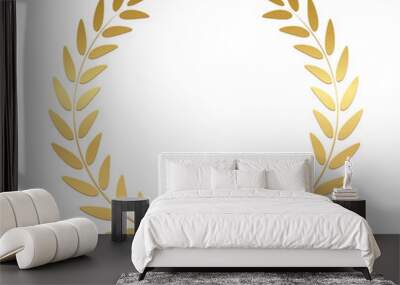 Gold laurel wreath, Golden circular laurel olive branches greek wreath vector illustration, A winner award of olive, stars of victory symbol, achievement heraldry symbol isolated on white background Wall mural