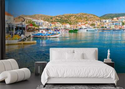 A view of Pythagorion port on coast of Samos island, Greece Wall mural