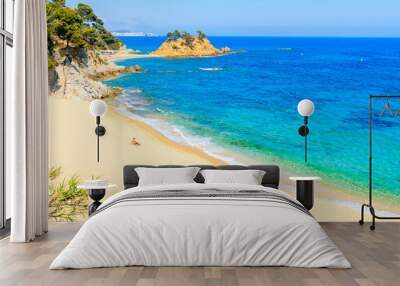 Beautiful sandy beach at Cap Roig, Costa Brava, Spain Wall mural