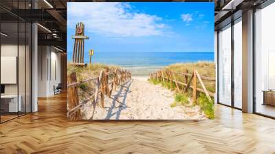 Entrance to beach in Bialogora, Baltic Sea, Poland Wall mural