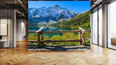 Morskie Oko lake in autumn colours, High Tatra Mountains, Poland Wall mural