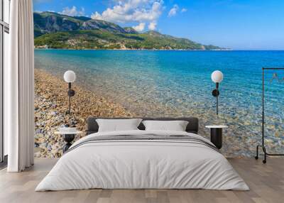 Pebble stones on Kokkari beach, Samos island, Greece Wall mural