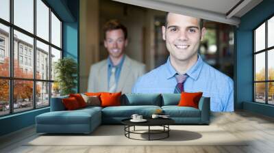 portrait of two young handsome businessmen Wall mural