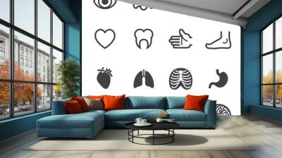 Medical Icons with White Background Wall mural