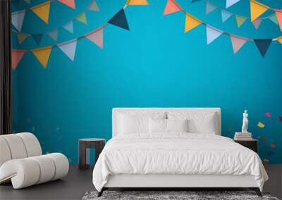 celebrate banner. party flags with confetti. vector. Wall mural