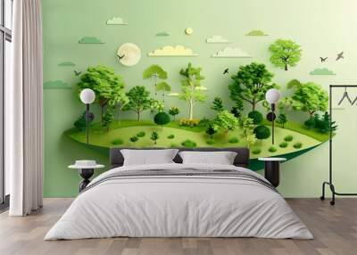 Efforts for Land Conservation and Ecosystem Preservation Through Tree and Green Space Creation Wall mural