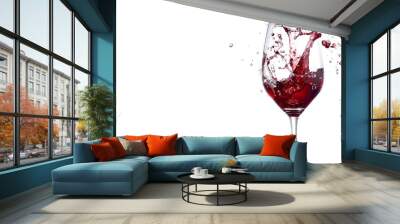 Elegant Red Wine Glass Splash Against White Background Representing and Upscale Experience Wall mural