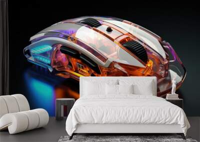 Glowing Precision, Futuristic Gaming Mouse with Transparent Design Illuminated in Brilliance. Wall mural